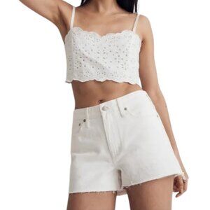 Madewell Relaxed Denim Raw Hem White Shorts